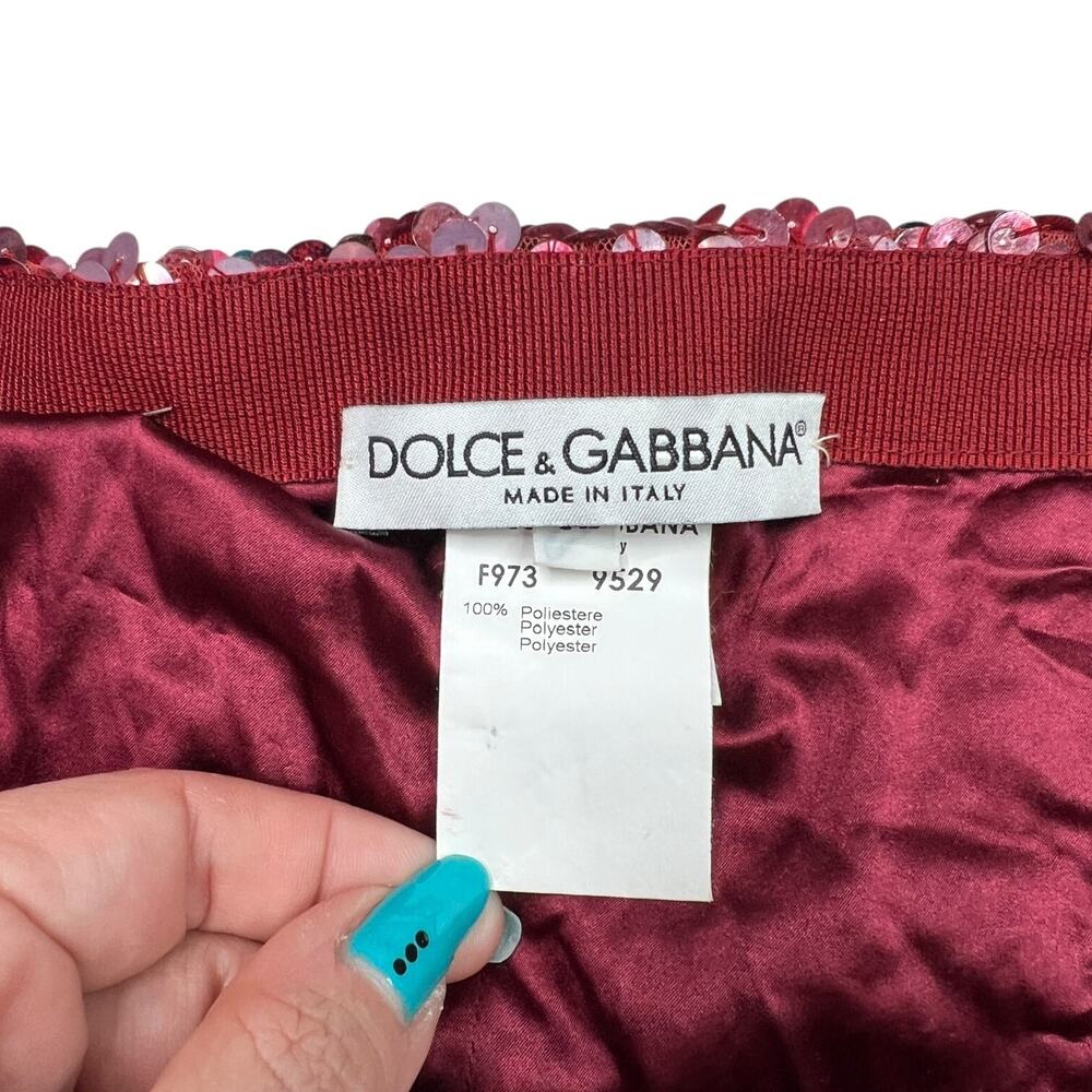 Dolce & Gabbana Authentic Sequin Mini Pencil Skirt Pink Burgundy Womens 42, US 6 - Picture 5 of 7